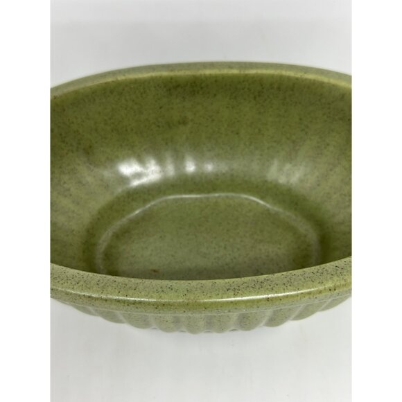 Vintage Haeger Pottery USA 3938-A Green Oval Ribbed Planter Bowl 8"x3" MCM USA - Picture 2 of 8
